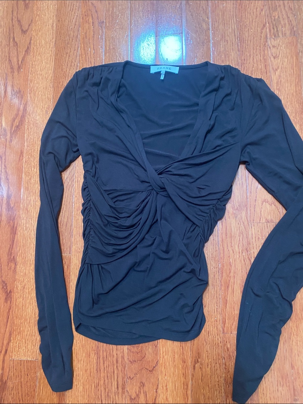 Frame Black Twist-Knot Long Sleeve Tee